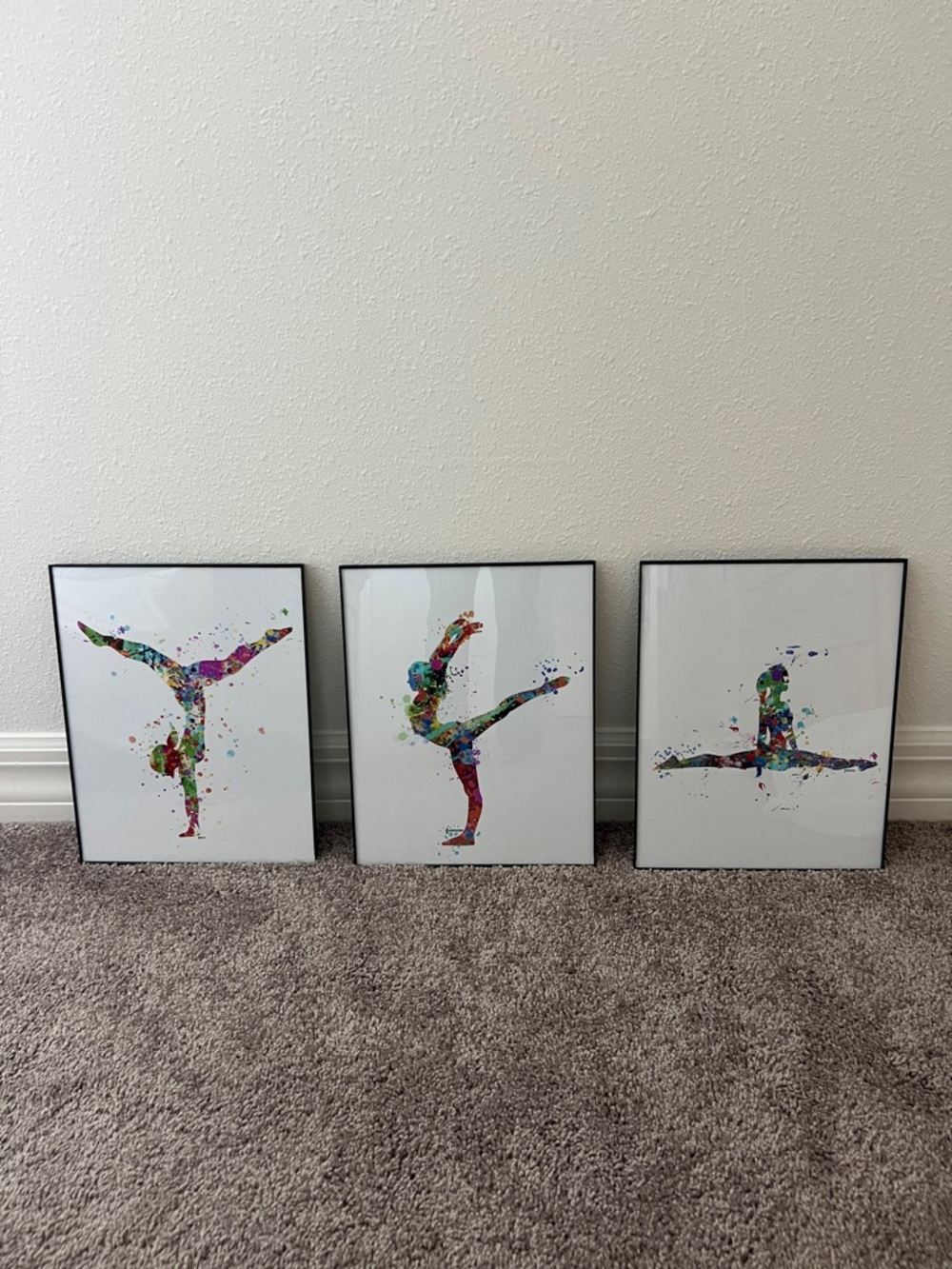 Gymnastics Wall Art Framed Colorful Gymnast Silhouette Art Print - Multicolor